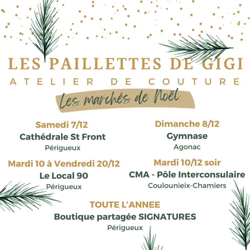 marché de noel dordogne les paillettes de gigi atelier de couture cours de couture couture dordogne artisanat